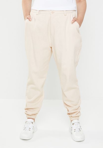 Women's Missguided Curve Combat Trousers - Cream
