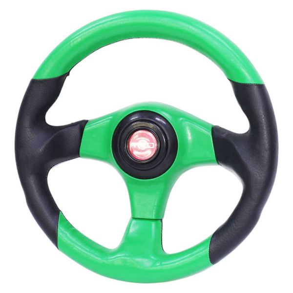Universal Sports Design Steering Wheel Black &amp; Green Vinyl Leather