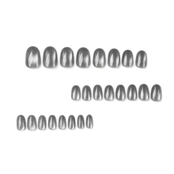 Grey French Cat Eye Nail Art,Simple False Nails