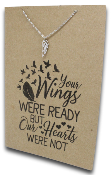 Stainless Steel Necklace On Message Card-Wings Flies