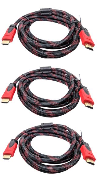 Full HD Braided HDMi Cable 10m - Pack of 3