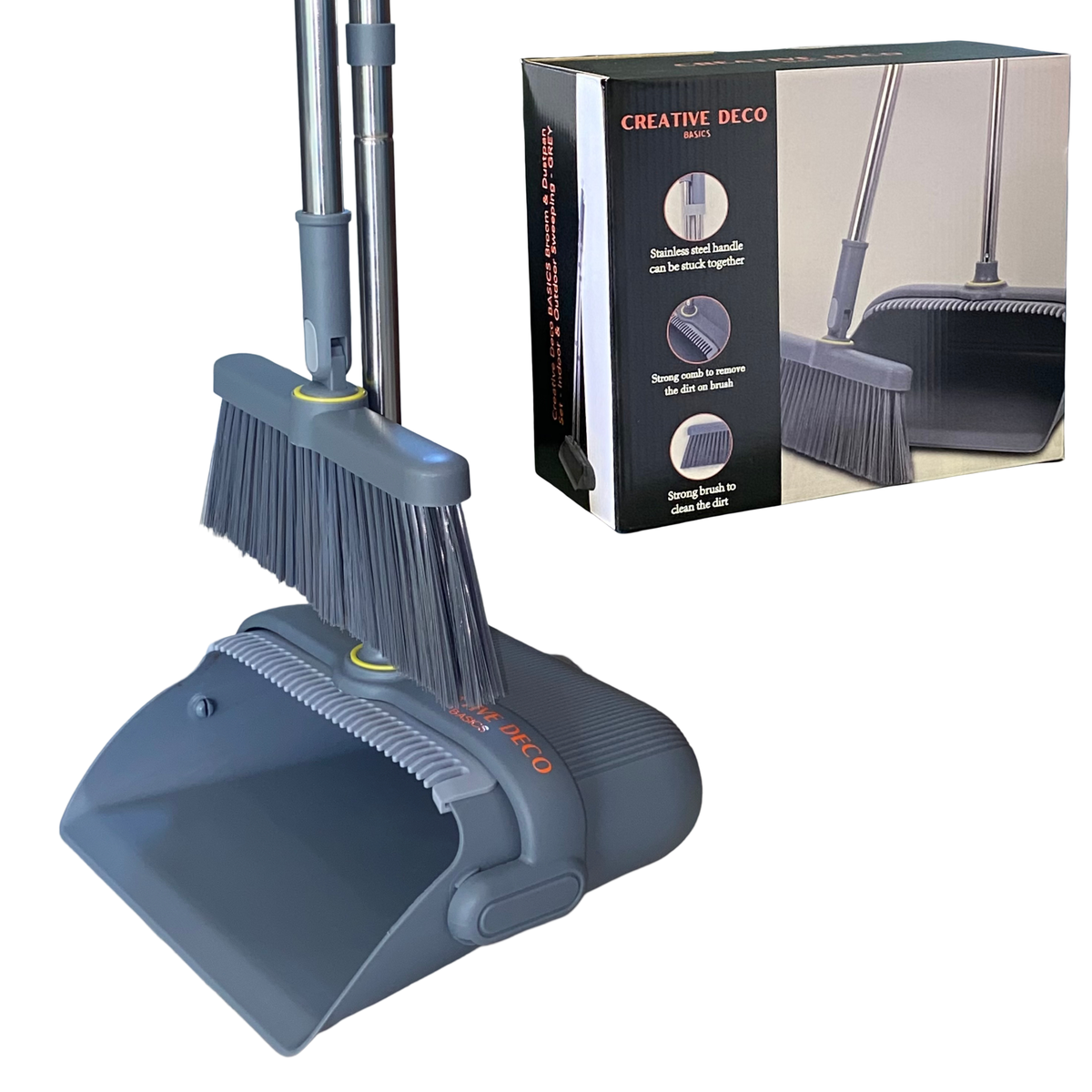 elan160cm DALBELLO26/26.5cmストック115cmセット Creative Deco BASICS Broom & Dustpan Set - Indoor & Outdoor
