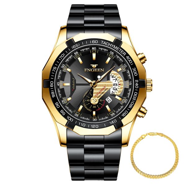 FNGEEN Men Metal Button Leisure Waterproof Watches SH001