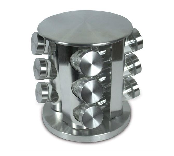 Stainless Steel Spice Rack 12 Piece - Silver
