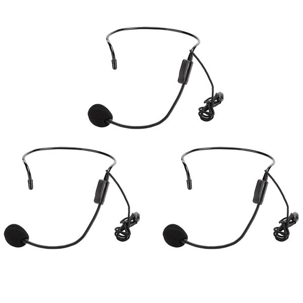 3Pcs 3.5mm Wired Screw Plug Condenser Microphone Headset for Shopping Guides