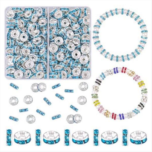 900 Pcs 8Mm Spacer Beads 15 Colors Rondelle Spacer Beads Box