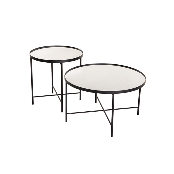 Mirror Top And Metal Legs 2 Round Coffee Table