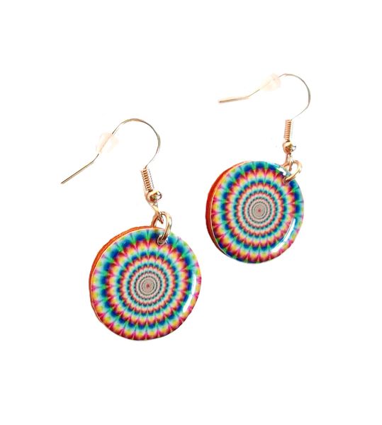 Trippy Trance Colorful Wooden Earrings Gift