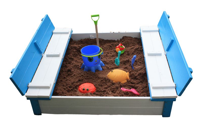 Just for Kids The Original 4 Seater Folding Bench Sandpit Powder Blue Finish - JFK0007