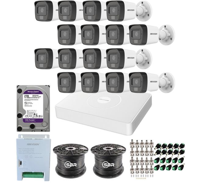 Hikvision 16CH Smart Hybrid Light Kit-Cameras With Audio-2TB HDD-SBR Bundle