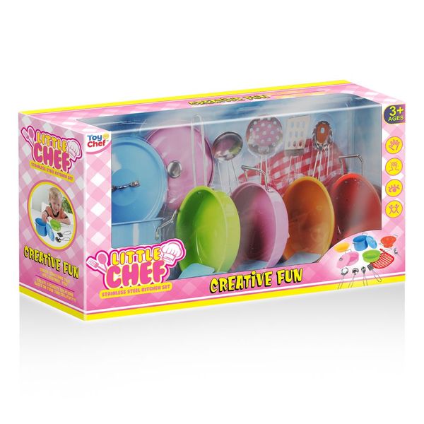 Toy Chef Stainless Steel Kitchen Colorful Play Set