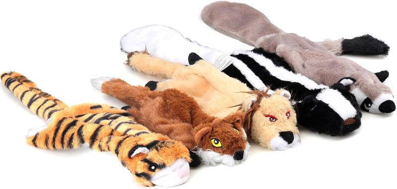 Dog Squeak Toys No Stuffing Plush Dogs Chew Toy Bundle 5pcs