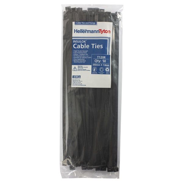 400mm x 4.8mm Black Cable Ties.