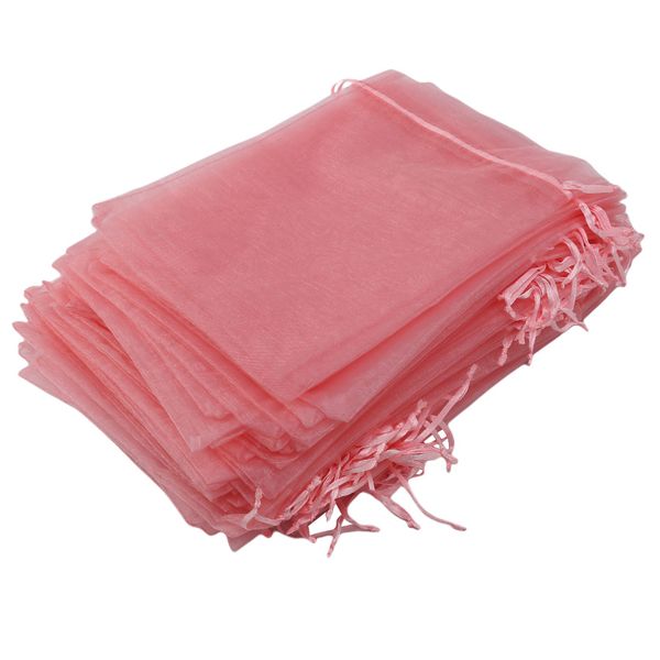 100Pcs Large Organza Bags Blush Pink, 17X23 cm for Christmas Wedding