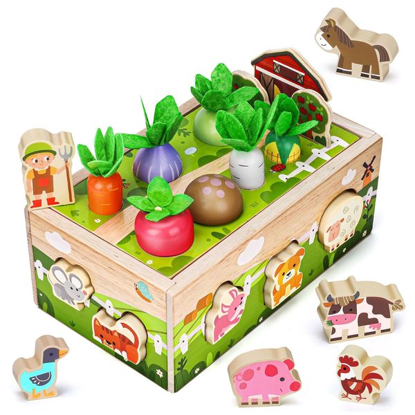 Montessori Wooden Sensory Toddler Educational Toy Farm Animals w/ Busy Book