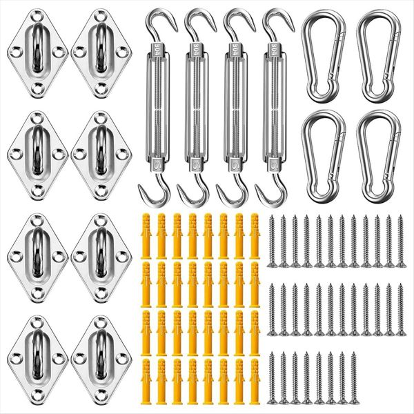 Sun Shade Sail Hardware Kit 80 Pcs for Rectangle Sun Shade Sails