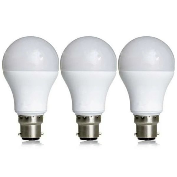 9W B22 (clip on) LED Bulbs in 6500K Cool White - 3 Pack