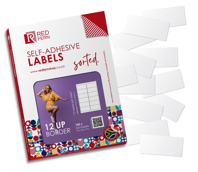 Redfern Bordered 12up A4 Self-Adhesive Labels 100 Sheets