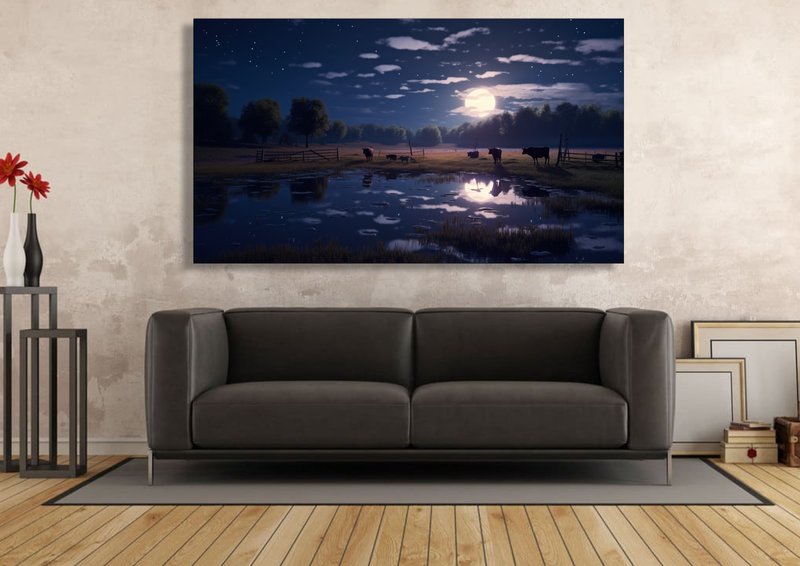 Canvas Wall Art - Moonlight Lake Abstract - IM0231