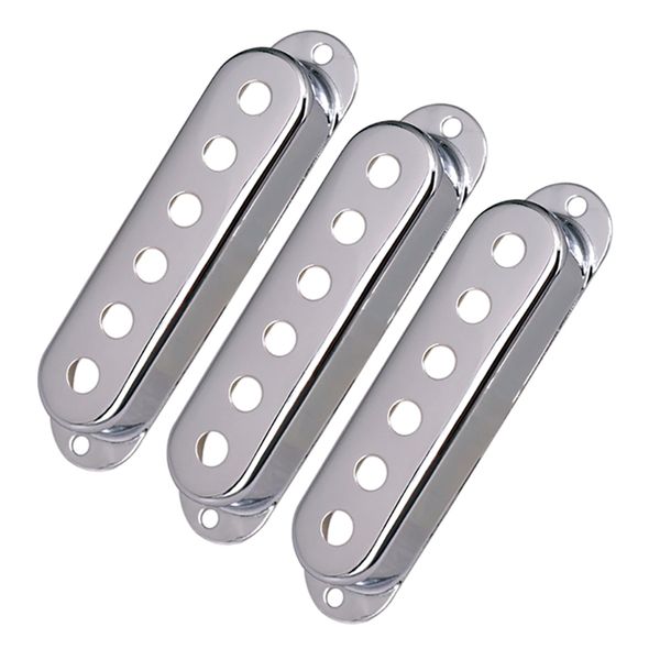 3Pcs Brass Single Coil Guitar Pickup Covers 48/50/52mm, Silver
