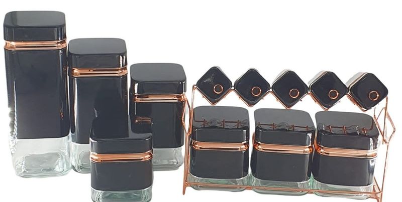 Canister and Spice Organisers 7 Pieces With Stand