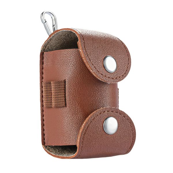 Kingdushi Golf Ball Waist Pouch - Pu Ball &amp; Tee Holder With Clip, Brown