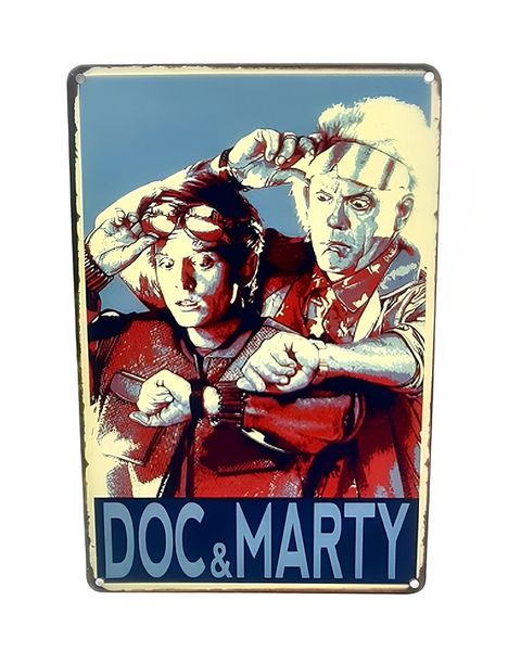 Doc and Marty Back To The Future Retro Style Metal Bar Sign for Wall Decor