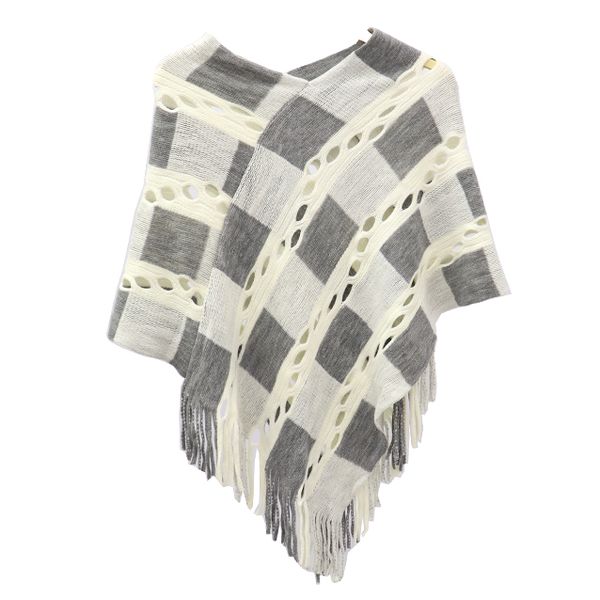 Blackcherry - Cut Out Detail Check Poncho