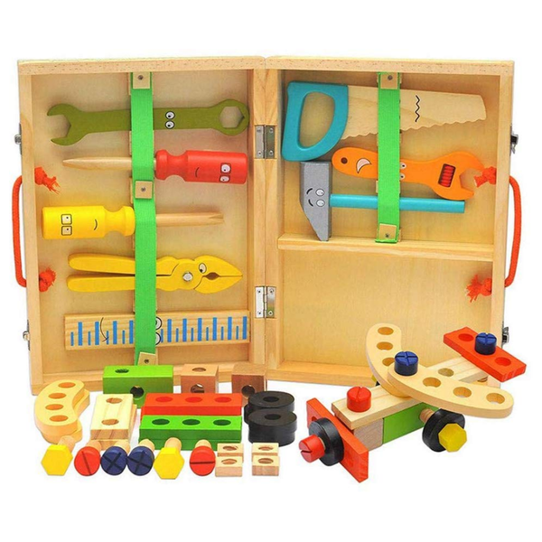 Kids Tool Box - Wood, Educational Toys - Children's Tool Case 34 PIECES