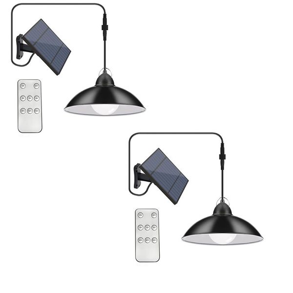 Set of 2 Outdoor Remote Controlled Solar Powered Hanging LED Light