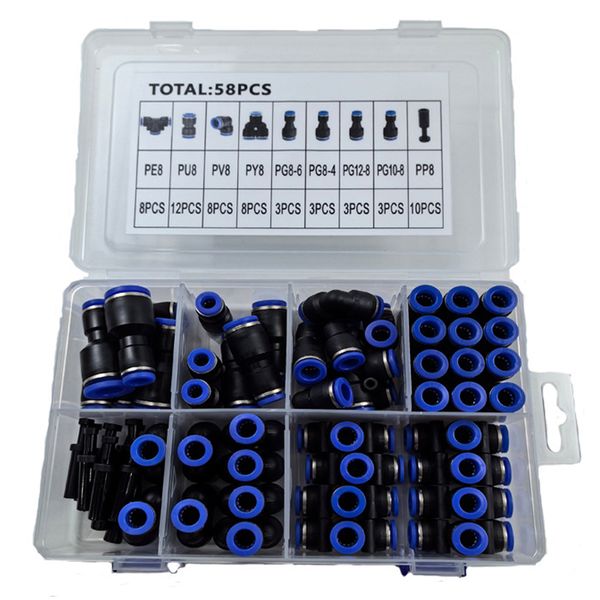 58 Pieces -8mm Air Hose Connector Air Pipe Tube Quick Release