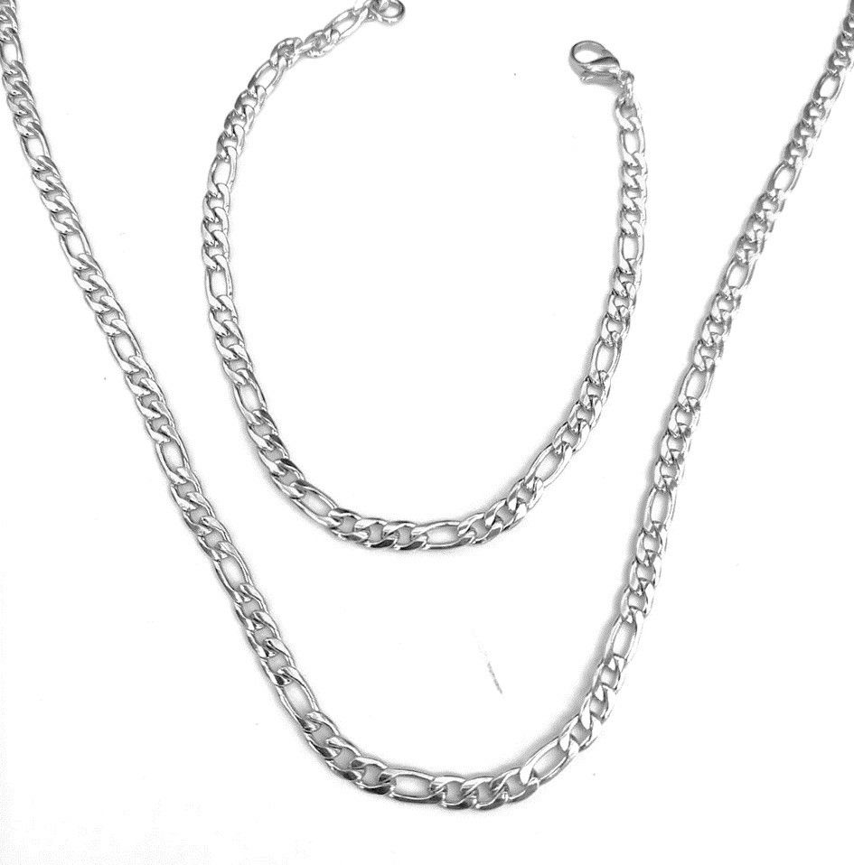 NKlaus – Bracciale Donna In Argento 925 – Catena Figaro Diamantata 20 Cm – Larghezza 5,02 Mm