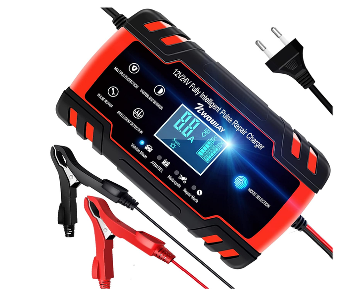 Auto Battery Charger Red Automatic 8A 12V 24V with Winter and Summer Mode