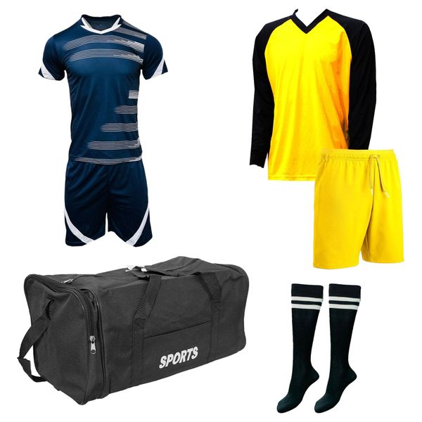 Italia Soccer Kit &amp; Goalkeeper Set with Kit Bag - Football Team of 15