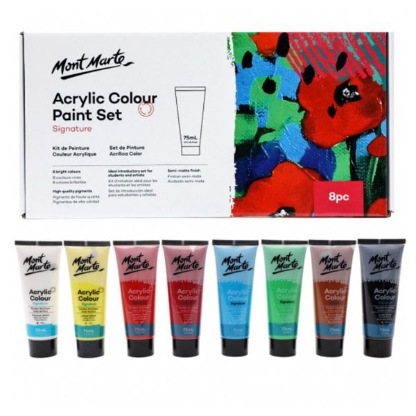 Mont Marte Signature Acrylic Colour Paint Set 8pc x 75ml