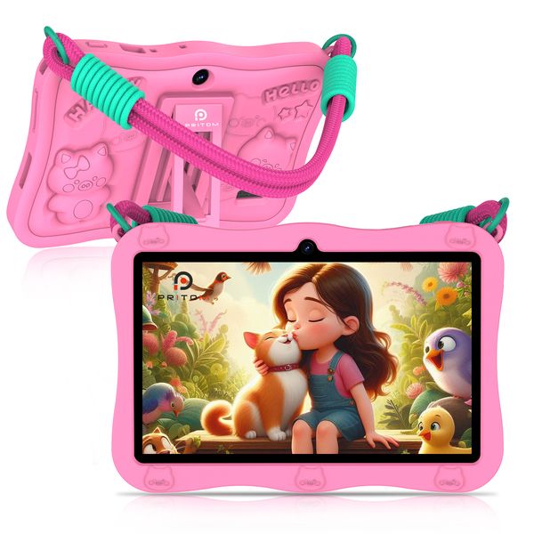 Pritom K7 Pro Pig 7" Kids Tablet - 3GB+5GB RAM, 32GB ROM, Parental Controls
