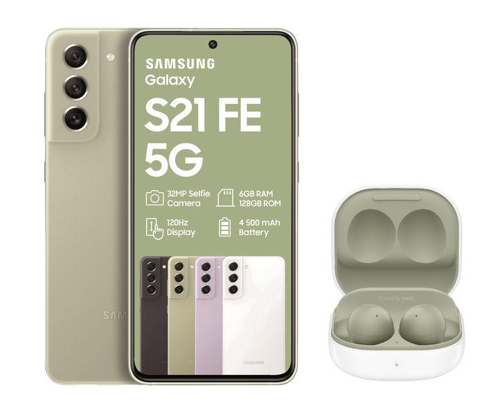 Samsung Galaxy S21 FE 5G 128GB Dual Sim - Olive + Samsung Buds2 - Olive