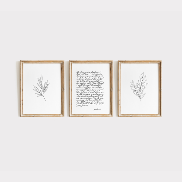 Purpose &amp; Proverbs - Wall Art - Psalm 23 Set - Black &amp; White