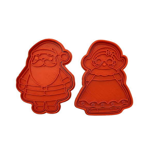 Santa and Mrs Claus Cookie Cutter Set - Medium Size Christmas Baking Tools