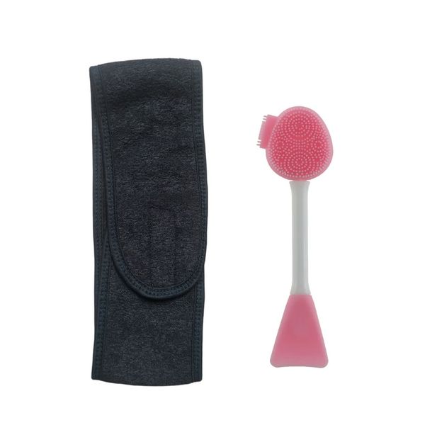 Pink Silicone Cleansing Brush And UG Spa Adjustable Headband