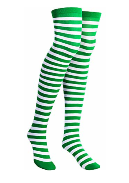 Green and White Striped Tights 2 Pack