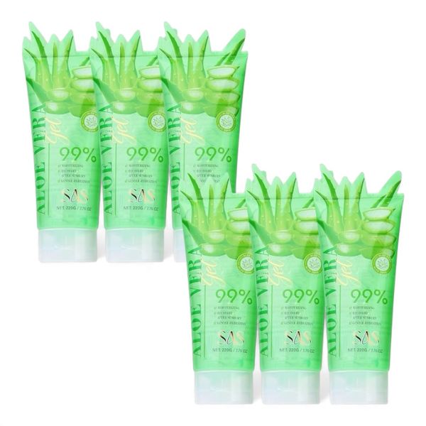 Pack of 6 - SAS 99% Aloe Vera Gel Soothing and Moisturizing repair 220g