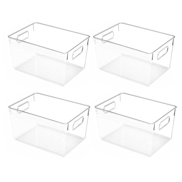 Extra-Large Clear Stackable Storage Boxes with Handles 4 Piece