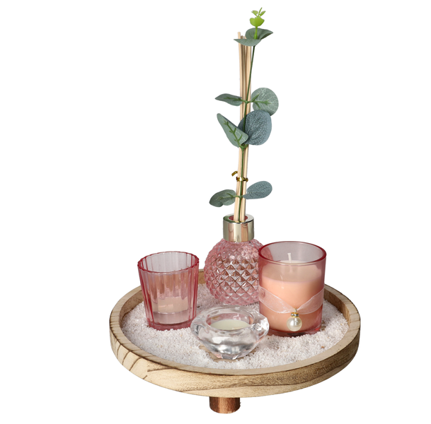 Danny Home Decorative Home Accent Tray Set - Reed Diffuser, Candle &amp; Glass