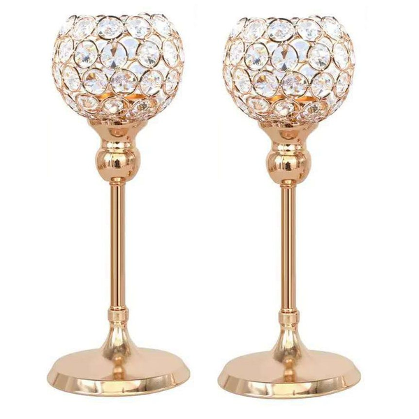 30cm Height Gold Candle Holder - 2-Piece - F103-2