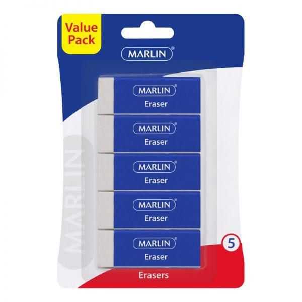 Marlin eraser 60 x 20 x 10mm 5's blister card VALUE PACK