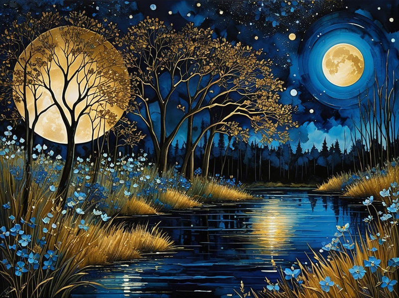 Modern Canvas Wall Art Home Decor - Shimmering River