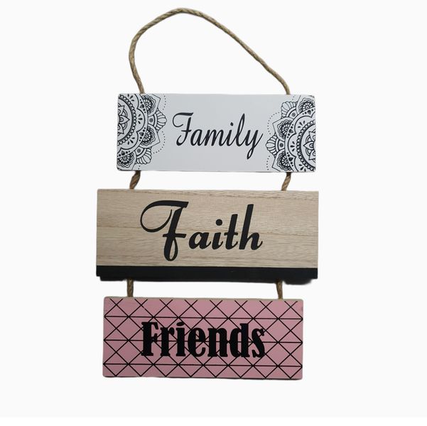 Family Faith Friends Woden Home Decor-24cm