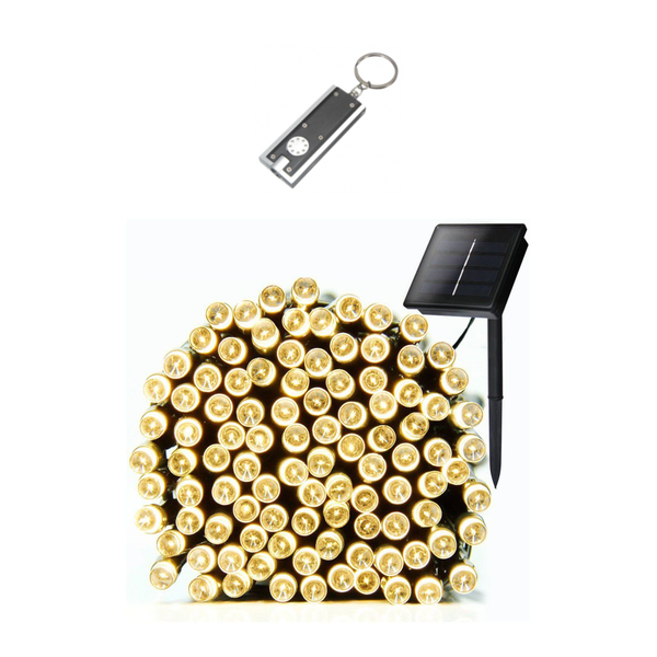 5m Outdoor Solar-Powered Fairy String Lights with LED Keyring Torch