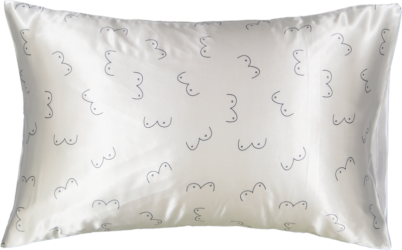 Dear Deer White &amp; Black Boob Print Satin Limited Editino Pillowcase